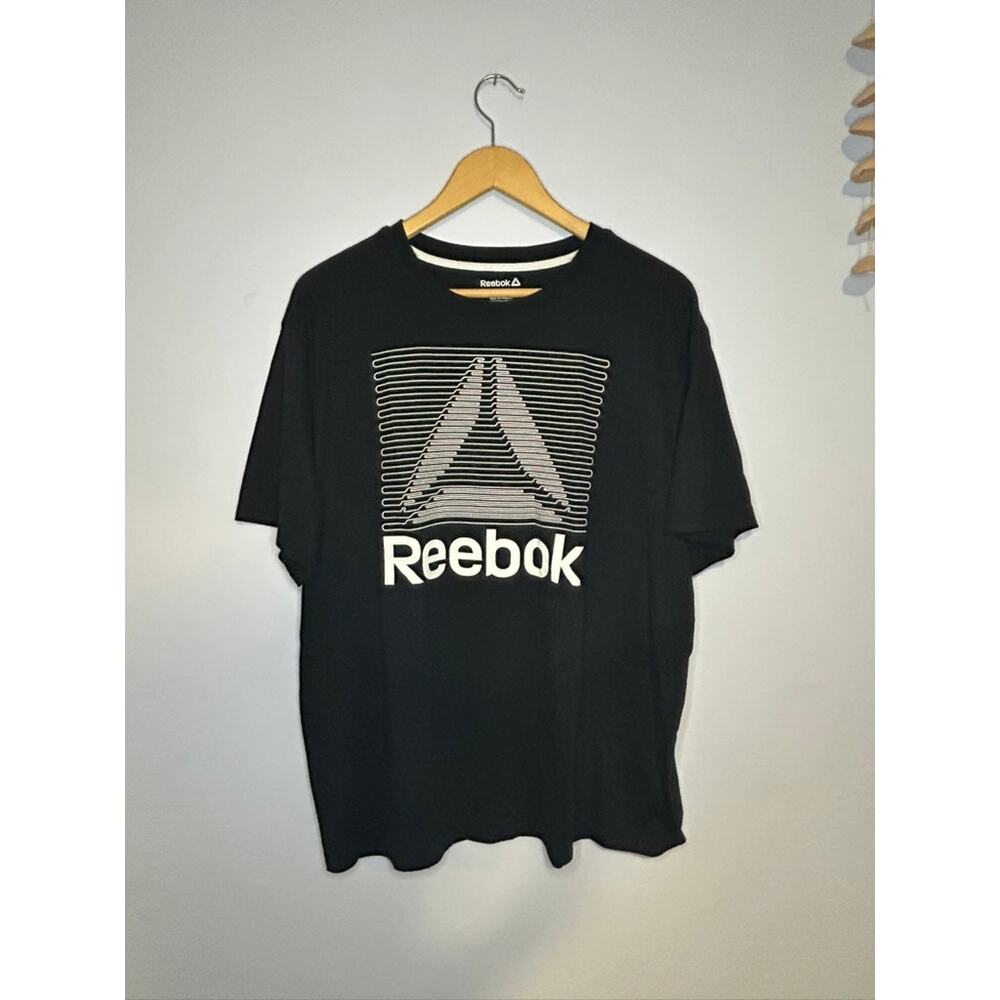 Reebok Mens Delta Graphic T-Shirt Black White Logo Short Sleeve 2XL REM22HT022